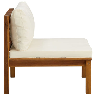 2 Piece Garden Sofa Set with Cream White Cushions Acacia Wood Payday Deals