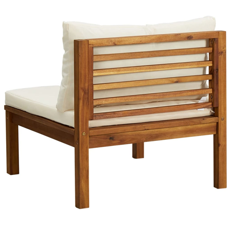 2 Piece Garden Sofa Set with Cream White Cushions Acacia Wood Payday Deals