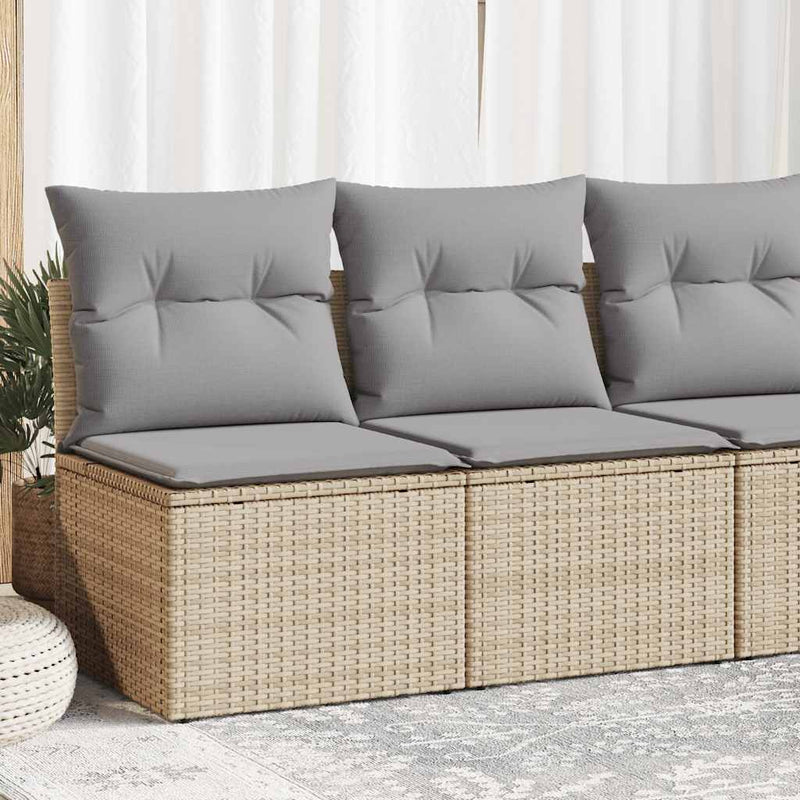 2 Piece Garden Sofa Set with Cushions Beige Poly Rattan Acacia Payday Deals