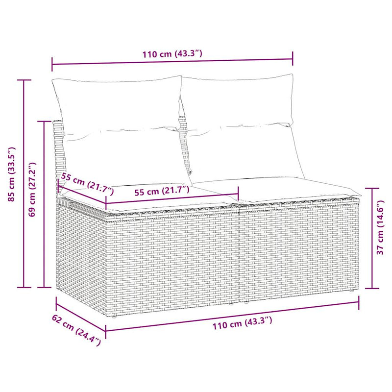 2 Piece Garden Sofa Set with Cushions Beige Poly Rattan Acacia Payday Deals