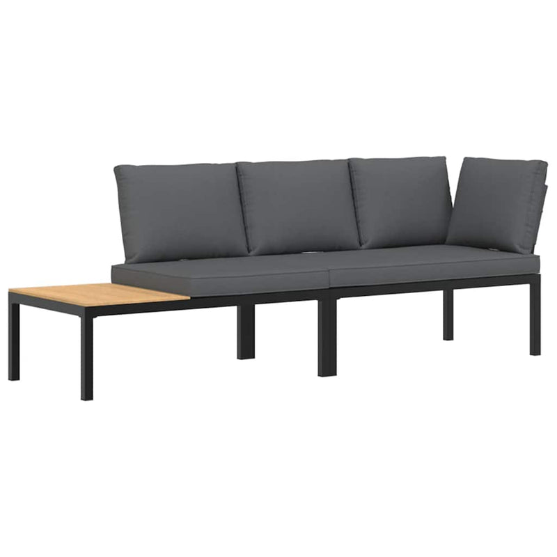 2 Piece Garden Sofa Set with Cushions Black Aluminium Payday Deals