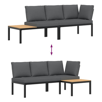 2 Piece Garden Sofa Set with Cushions Black Aluminium Payday Deals