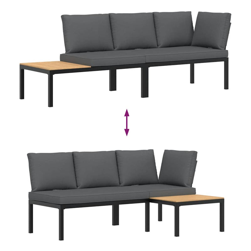 2 Piece Garden Sofa Set with Cushions Black Aluminium Payday Deals