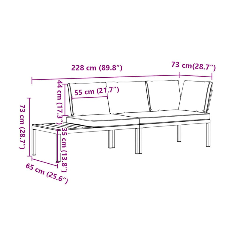 2 Piece Garden Sofa Set with Cushions Black Aluminium Payday Deals