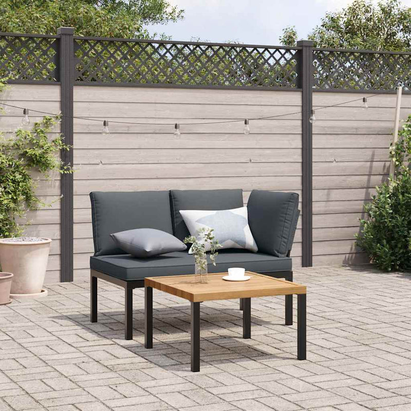 2 Piece Garden Sofa Set with Cushions Black Aluminium Payday Deals
