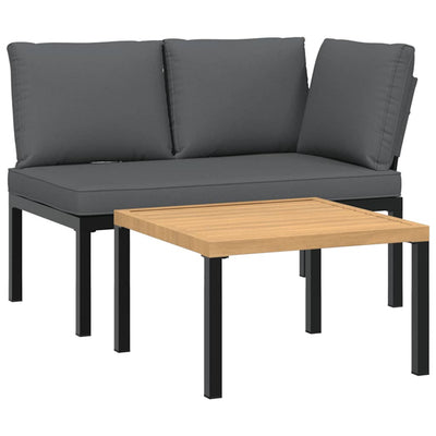 2 Piece Garden Sofa Set with Cushions Black Aluminium Payday Deals