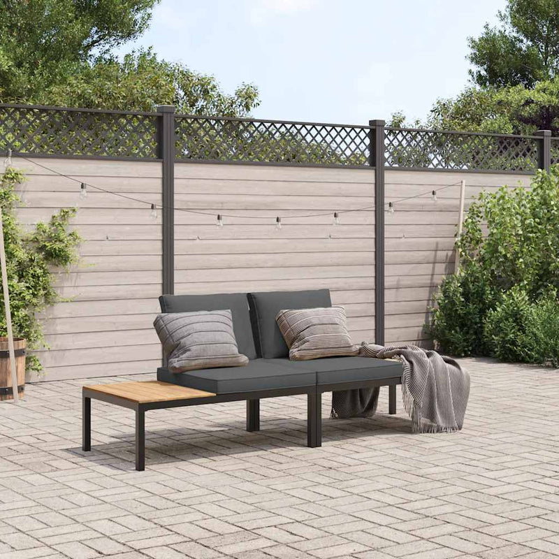 2 Piece Garden Sofa Set with Cushions Black Aluminium Payday Deals