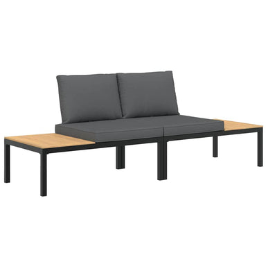 2 Piece Garden Sofa Set with Cushions Black Aluminium Payday Deals