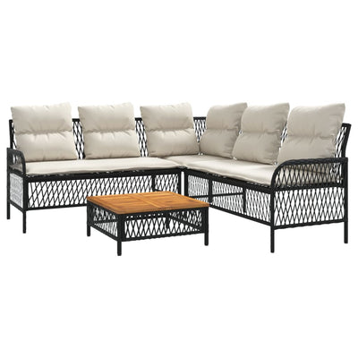 2 Piece Garden Sofa Set with Cushions Black Poly Rattan Payday Deals