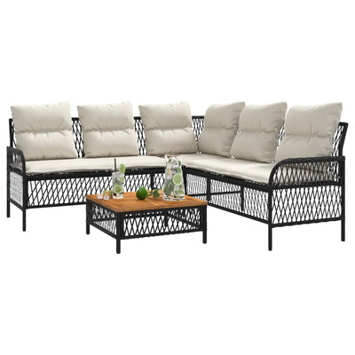 2 Piece Garden Sofa Set with Cushions Black Poly Rattan Payday Deals