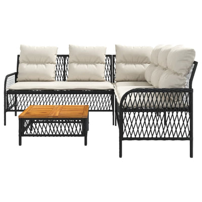 2 Piece Garden Sofa Set with Cushions Black Poly Rattan Payday Deals