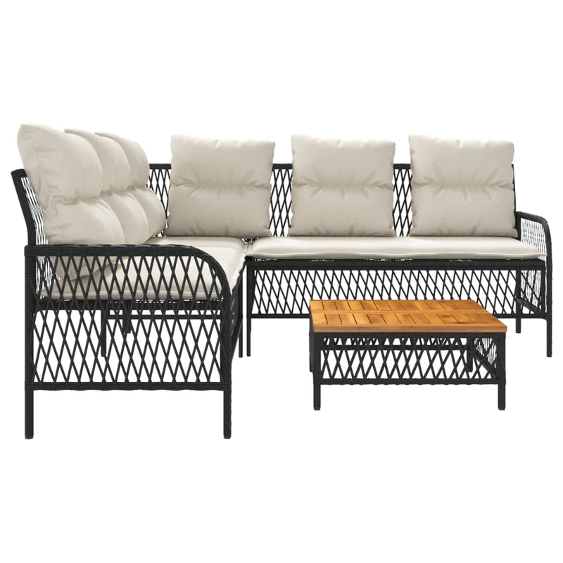 2 Piece Garden Sofa Set with Cushions Black Poly Rattan Payday Deals