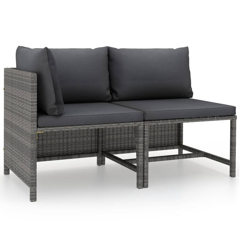 2 Piece Garden Sofa Set with Cushions Grey Poly Rattan Payday Deals