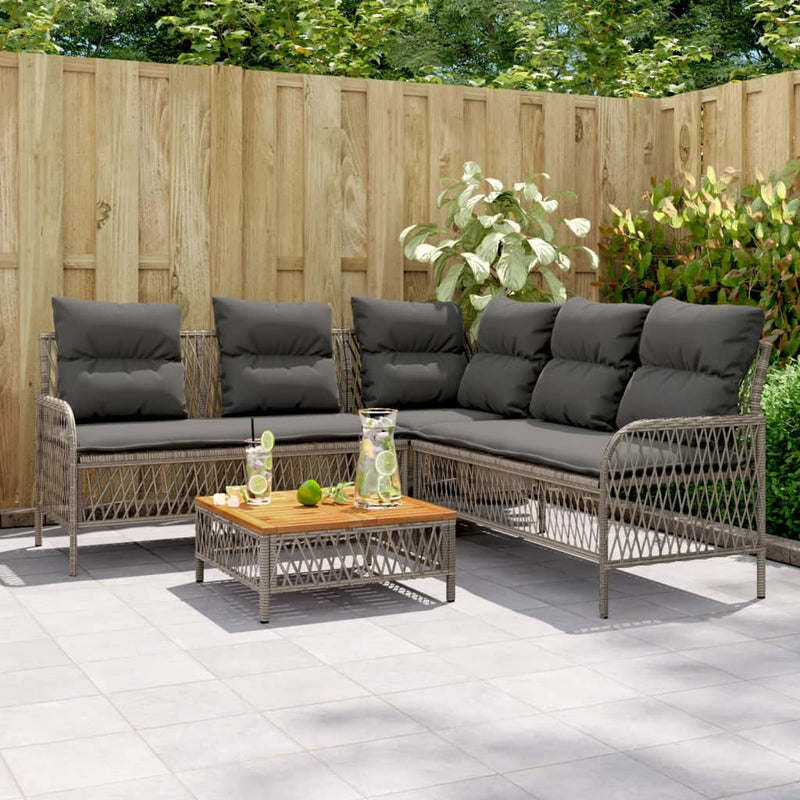 2 Piece Garden Sofa Set with Cushions Grey Poly Rattan Payday Deals