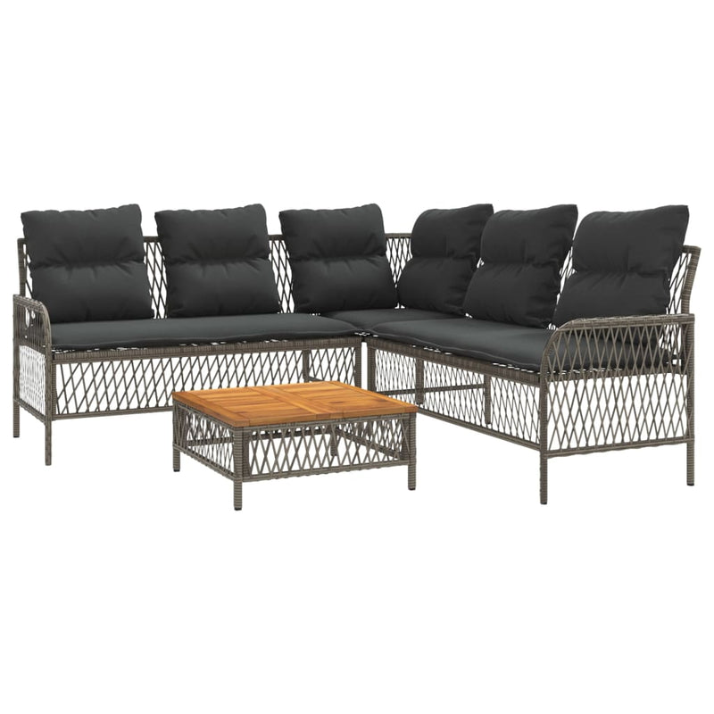 2 Piece Garden Sofa Set with Cushions Grey Poly Rattan Payday Deals