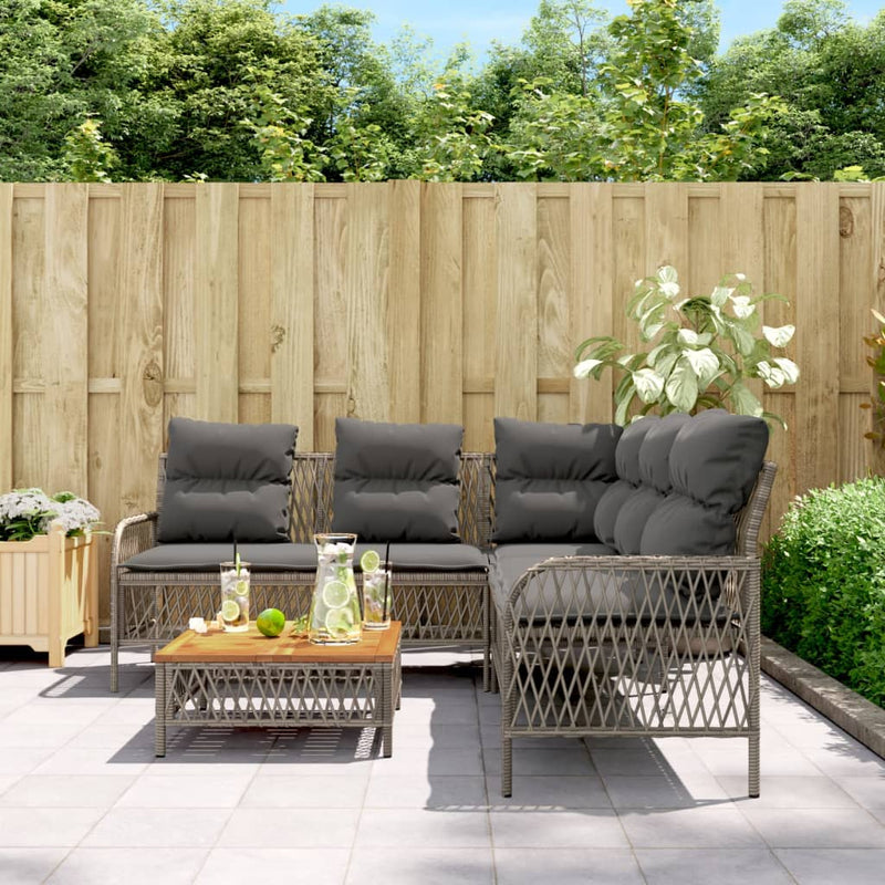 2 Piece Garden Sofa Set with Cushions Grey Poly Rattan Payday Deals