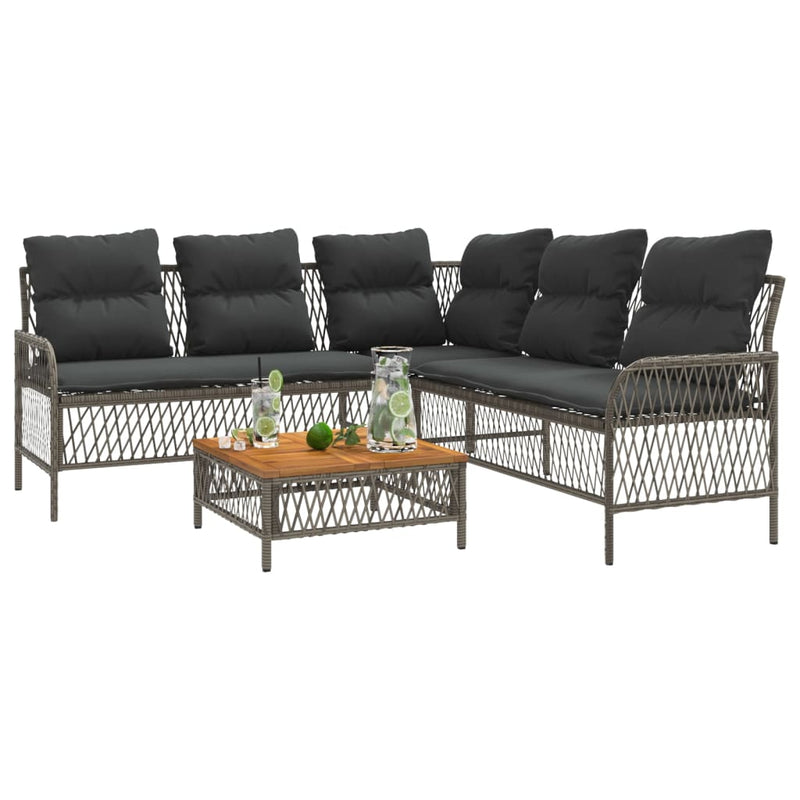 2 Piece Garden Sofa Set with Cushions Grey Poly Rattan Payday Deals