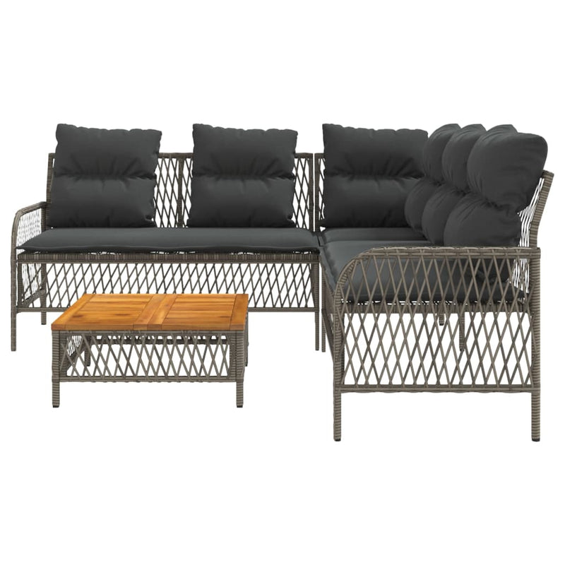 2 Piece Garden Sofa Set with Cushions Grey Poly Rattan Payday Deals