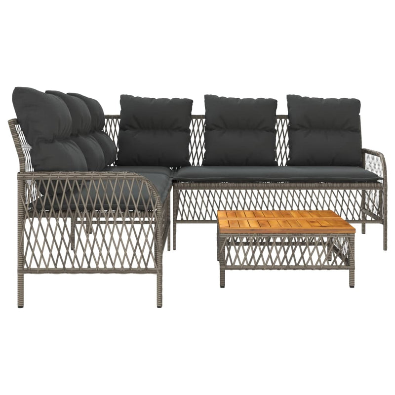 2 Piece Garden Sofa Set with Cushions Grey Poly Rattan Payday Deals