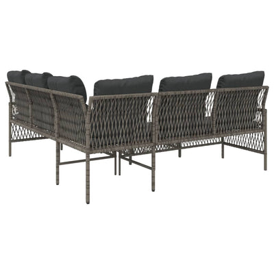 2 Piece Garden Sofa Set with Cushions Grey Poly Rattan Payday Deals