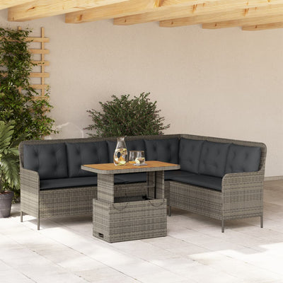 2 Piece Garden Sofa Set with Cushions Grey Poly Rattan