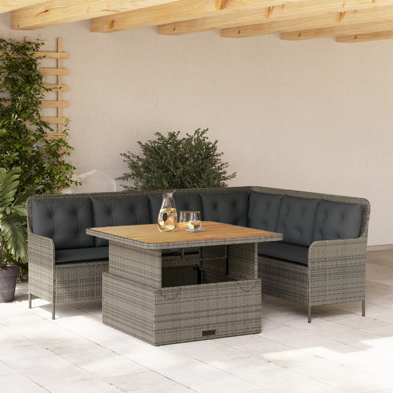 2 Piece Garden Sofa Set with Cushions Grey Poly Rattan Payday Deals