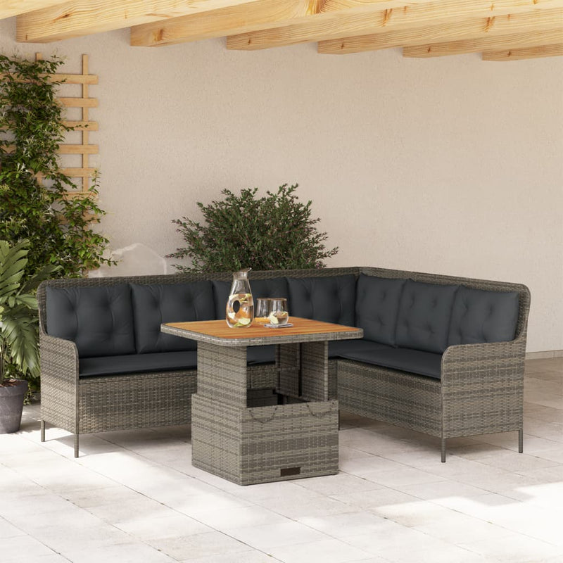 2 Piece Garden Sofa Set with Cushions Grey Poly Rattan Payday Deals