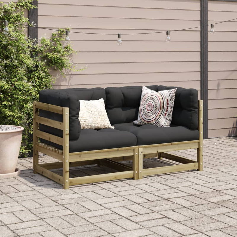 2 Piece Garden Sofa Set with Cushions Impregnated Wood Pine Payday Deals