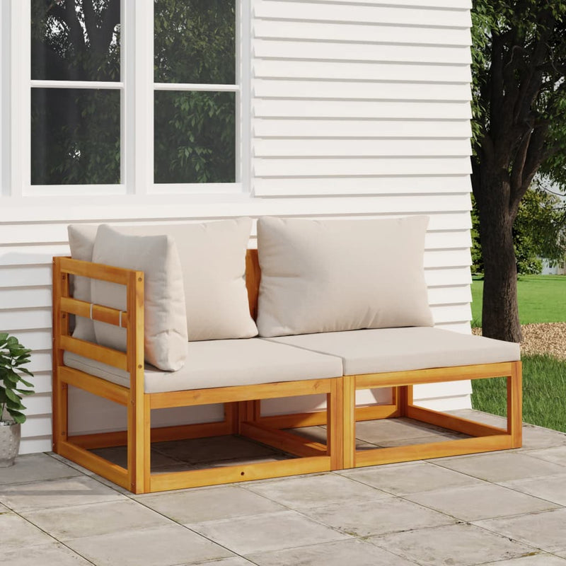 2 Piece Garden Sofa Set with Cushions Solid Wood Acacia Payday Deals