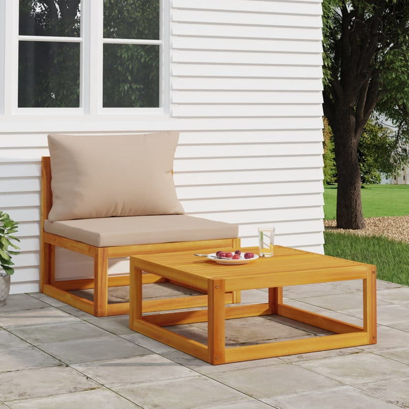 2 Piece Garden Sofa Set with Cushions Solid Wood Acacia Payday Deals