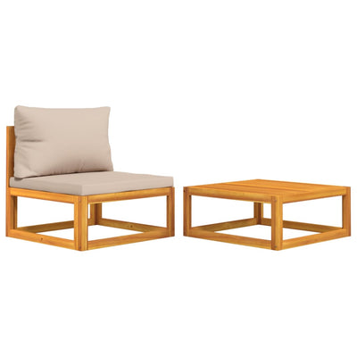2 Piece Garden Sofa Set with Cushions Solid Wood Acacia Payday Deals