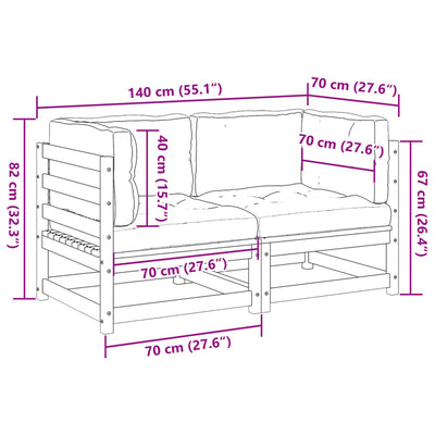 2 Piece Garden Sofa Set with Cushions Solid Wood Douglas Fir Payday Deals