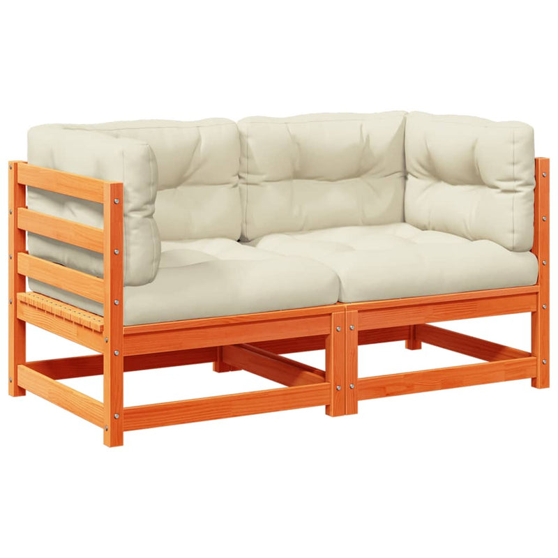 2 Piece Garden Sofa Set with Cushions Wax Brown Solid Wood Pine Payday Deals