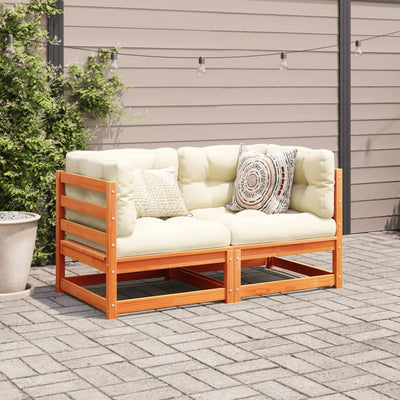 2 Piece Garden Sofa Set with Cushions Wax Brown Solid Wood Pine Payday Deals