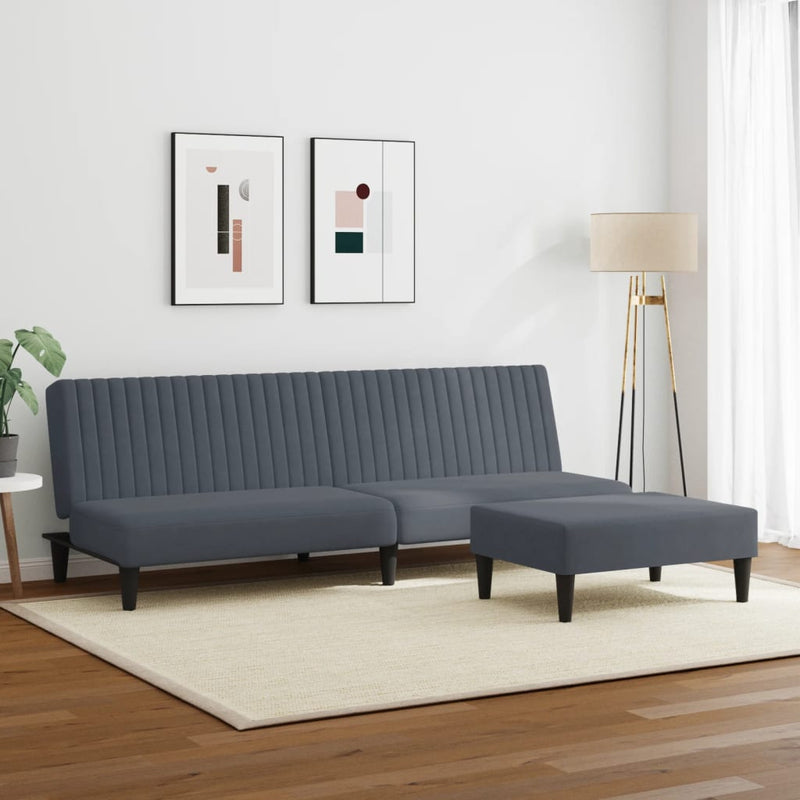 2 Piece Sofa Set Dark Grey Velvet Payday Deals