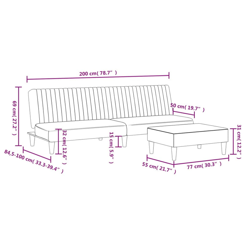 2 Piece Sofa Set Dark Grey Velvet Payday Deals