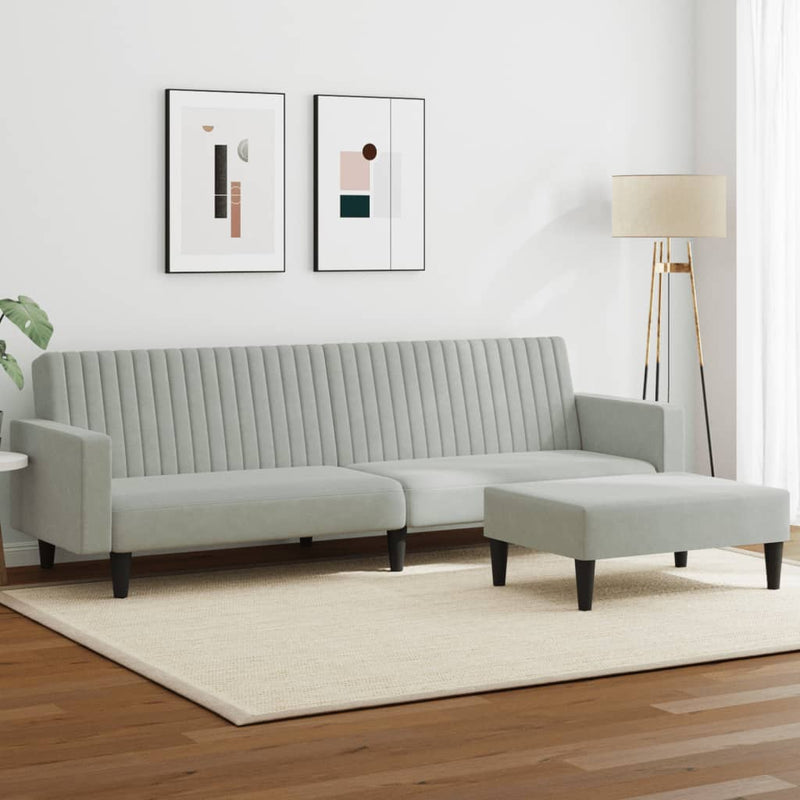 2 Piece Sofa Set Light Grey Velvet Payday Deals