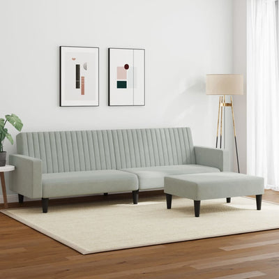 2 Piece Sofa Set Light Grey Velvet Payday Deals
