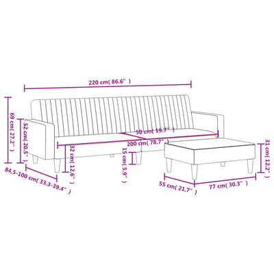 2 Piece Sofa Set Light Grey Velvet Payday Deals