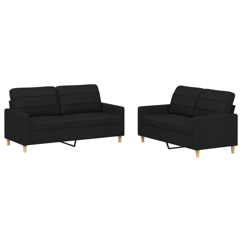 2 Piece Sofa Set with Cushions Black Fabric Payday Deals