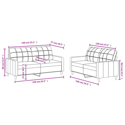 2 Piece Sofa Set with Cushions Black Fabric Payday Deals