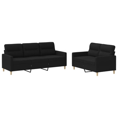 2 Piece Sofa Set with Cushions Black Fabric Payday Deals