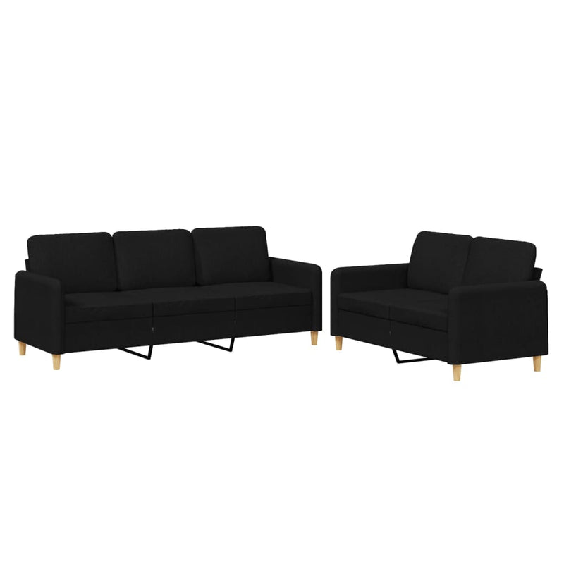 2 Piece Sofa Set with Cushions Black Fabric Payday Deals