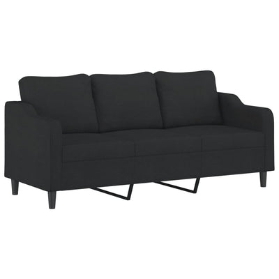 2 Piece Sofa Set with Cushions Black Fabric Payday Deals