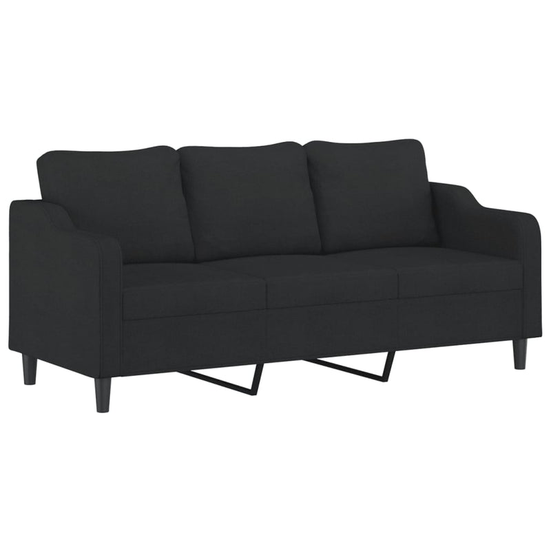 2 Piece Sofa Set with Cushions Black Fabric Payday Deals