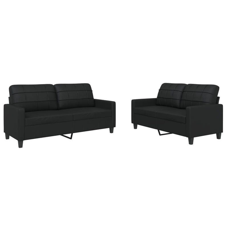 2 Piece Sofa Set with Cushions Black Faux Leather Payday Deals