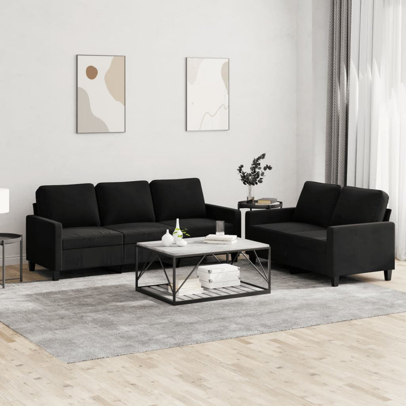 2 Piece Sofa Set with Cushions Black Velvet Payday Deals