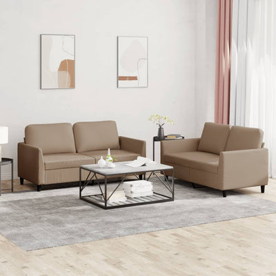 2 Piece Sofa Set with Cushions Cappuccino Faux Leather Payday Deals