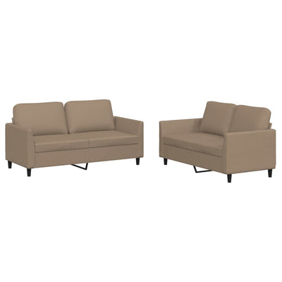 2 Piece Sofa Set with Cushions Cappuccino Faux Leather Payday Deals