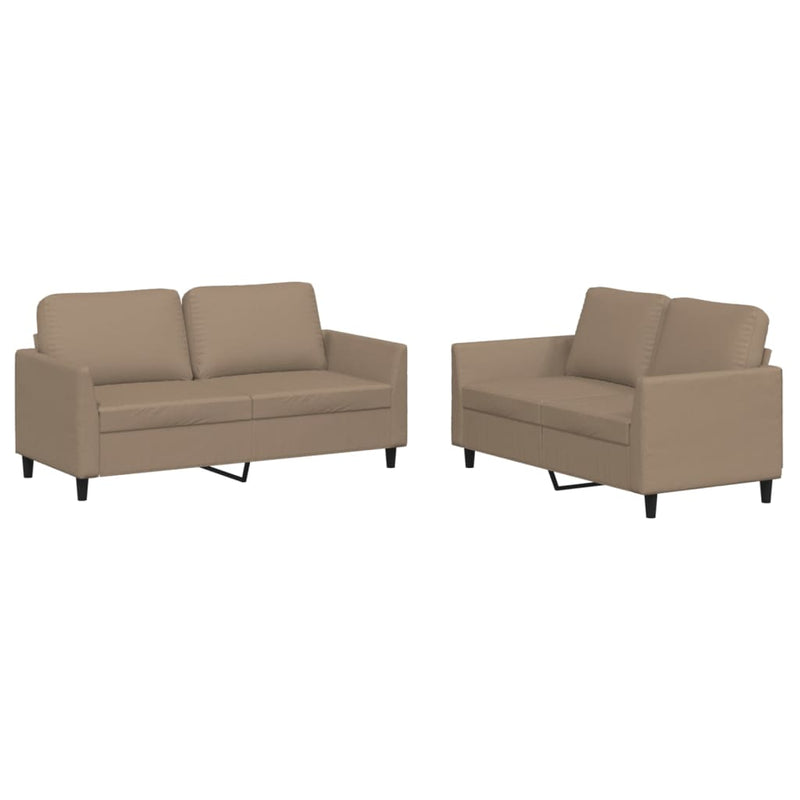 2 Piece Sofa Set with Cushions Cappuccino Faux Leather Payday Deals